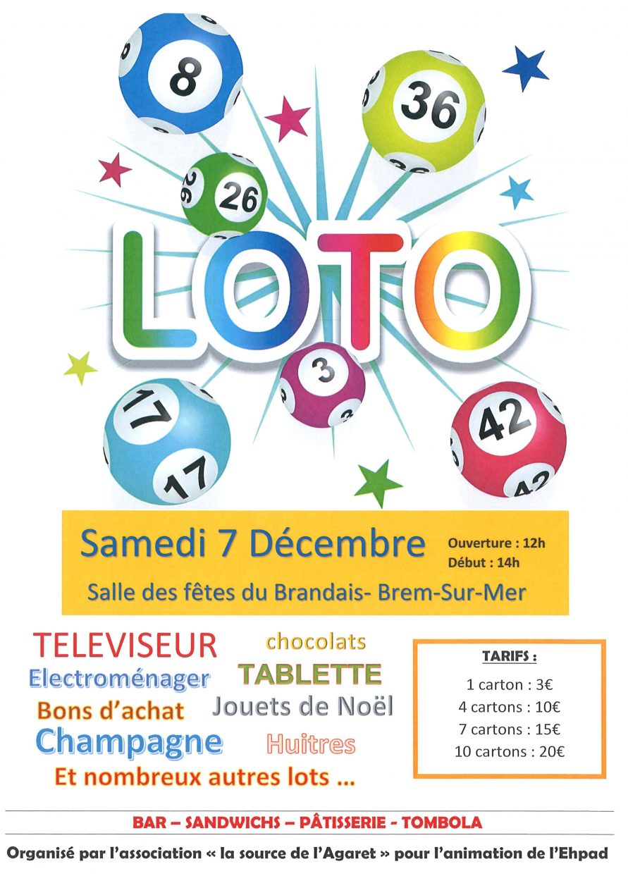 Le samedi 7 décembre 2019 – Loto